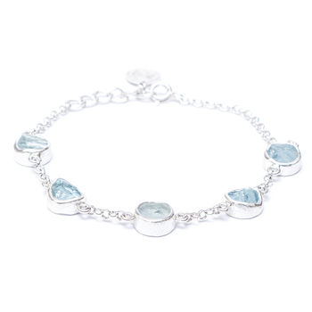 Aquamarine Gemstone Handmade Ladies Silver Bracelet, 5 of 6