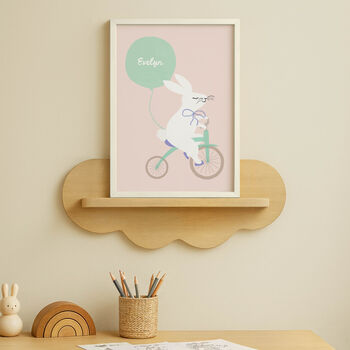 Personalised Name Bunny On The Go Nursery Print, 2 of 3
