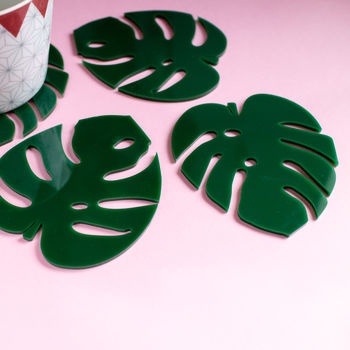 Cheese Plant Leaf Perspex Coasters, 3 of 4