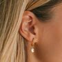 April Birthstone White Topaz Gold Plated Huggie Hoop Earrings, thumbnail 1 of 12