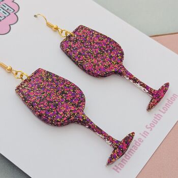 Wine Glass Glitter Earrings, 2 of 4