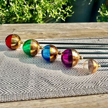 Set Of Five Colourful Glass And Copper Garden Sculptures, 9 of 11