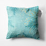 Tropical Turquoise Cushion Cover With Green Leaves, thumbnail 5 of 7