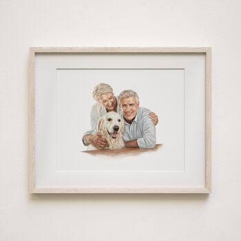Anniversary Family Portrait Gift – Hand Drawn Watercolor Art Print, 5 of 10