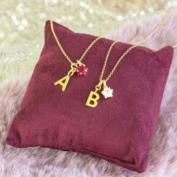 Gold Plated Initial And Birthstone Star Necklace, 5 of 9