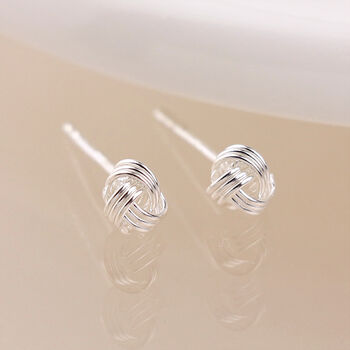 Sterling Silver Love Knot Micro Stud Earrings, 5 of 6