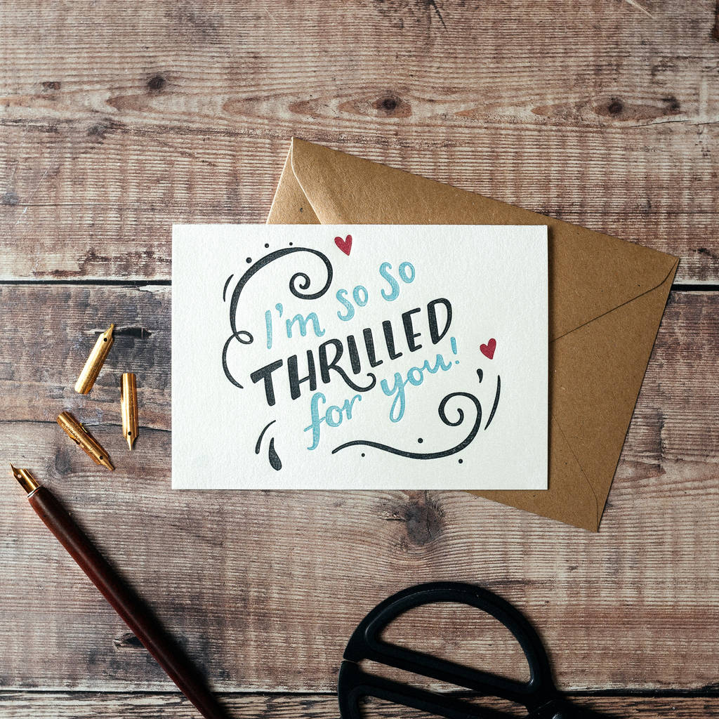 'i am so so thrilled for you' letterpress card by hunter paper co ...