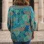Turquoise And Pink Paisley Print Button Down Shirt, thumbnail 3 of 4