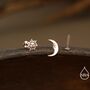 Mismatched Sun And Moon 16 G Flat Back Earrings In Sterling Silver, thumbnail 7 of 12