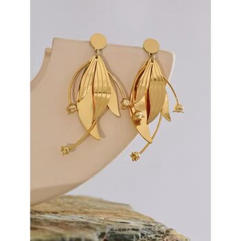 Monaco D’or Gold Vintage Flower Gala Drop Earrings, 3 of 4