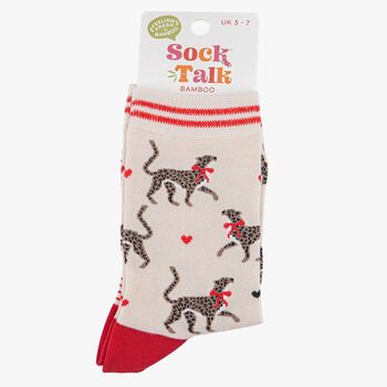 Cheetahs Big Cats Bamboo Socks Women's Cream Red, 4 of 4