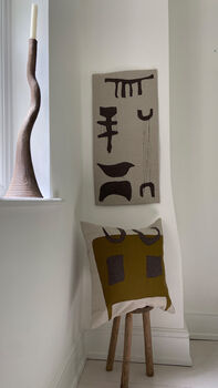 Balancing Act | Appliqué Stitch Collage Linen Cushion, 2 of 5