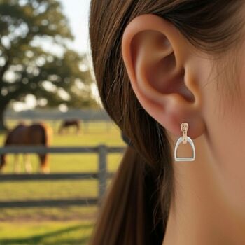 Personalised Sterling Silver And Rose Gold Stirrup Earrings, 4 of 9