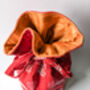 Red Soft Cotton Pouch, Drawstring Reusable Cotton Bag, Indian Kalamkari Print, thumbnail 2 of 4