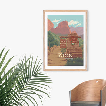 Zion National Park USA Travel Poster Art Print, 4 of 8