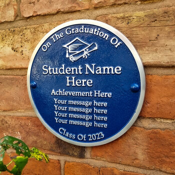 Personalised Round Graduation Heritage Aluminium Gift Plaque, 3 of 4
