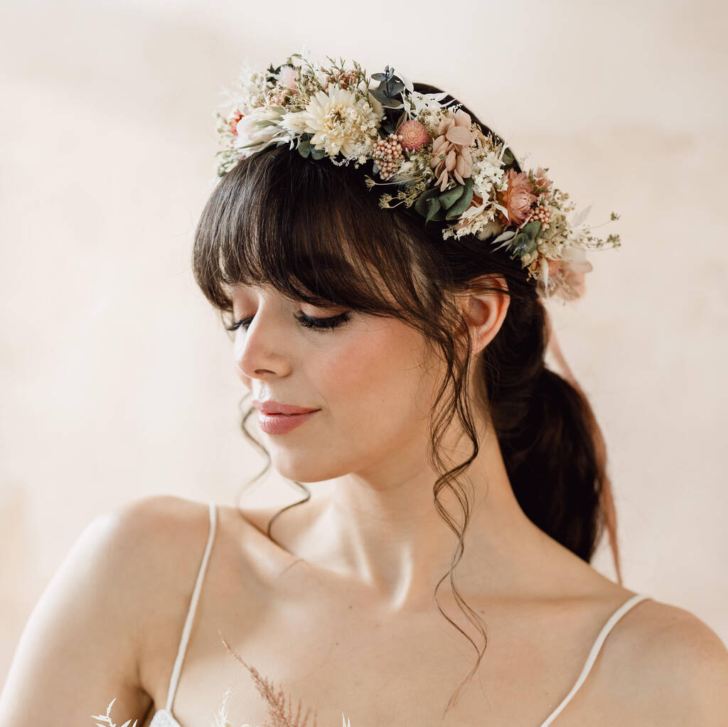 Arizona Bridal Dried Flower Crown Wedding Headband By Luna And Wild