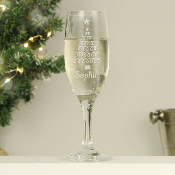 Personalised Christmas Tree Glass Flute, 2 of 6