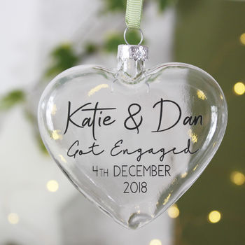 Christmas Engagement Glass Bauble, 7 of 12
