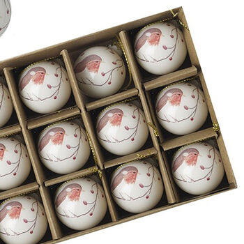 Elegant White And Red Robin Mini Christmas Baubles Set Of 15, 4 of 5