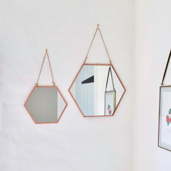 Set Of Two Geometric Copper Mirrors, 2 of 4