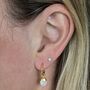 June Birthstone Earrings, Moonstone, Gold, thumbnail 2 of 4
