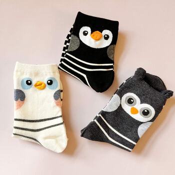 Striped Owl Three Pairs Of Socks In A Gift Box, 7 of 8