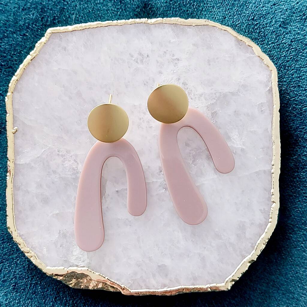 Statement Earring Abstract Taupe By Madison Honey Vintage