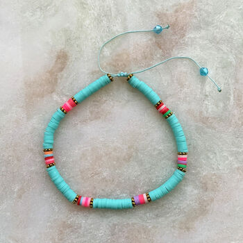 Colourful Clay Disc Bead Adjustable Bracelet, 3 of 8