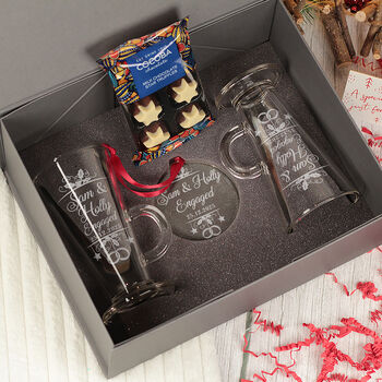 Engagement Pair Of Christmas Glass Latte Mugs, 3 of 8