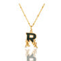Gold Plated R Initial Necklace With Green Marble, thumbnail 1 of 6