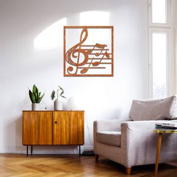Metal Treble Clef And Notes Square Frame Wall Art Decor, 7 of 11
