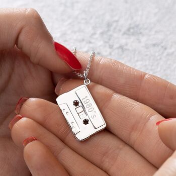 Engraved Sterling Silver Large Cassette Tape Charm, 2 of 7