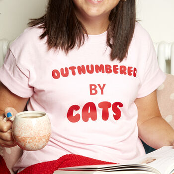 Outnumbered By Cats Womens T Shirt, 2 of 7