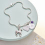 Horse Charm Bracelet With Birthstones And Initial, thumbnail 7 of 8