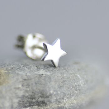 Unisex Sterling Silver Mini Plain Star Stud Earrings, 3 of 5
