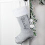 Personalised Name Star Silver Grey Christmas Stocking, thumbnail 2 of 4