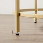 Round Side Table With Wooden Top And Golden Steel Frame, thumbnail 6 of 8