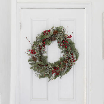 Luxury Large Red Berry And Fir Cone Wreath, 2 of 6
