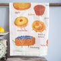 'Tarts' Illustrated Food Tea Towel, thumbnail 1 of 3