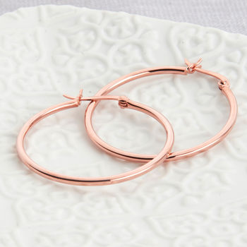 18ct Rose Or Yellow Gold Plated Large Hoop Earrings, 2 of 7