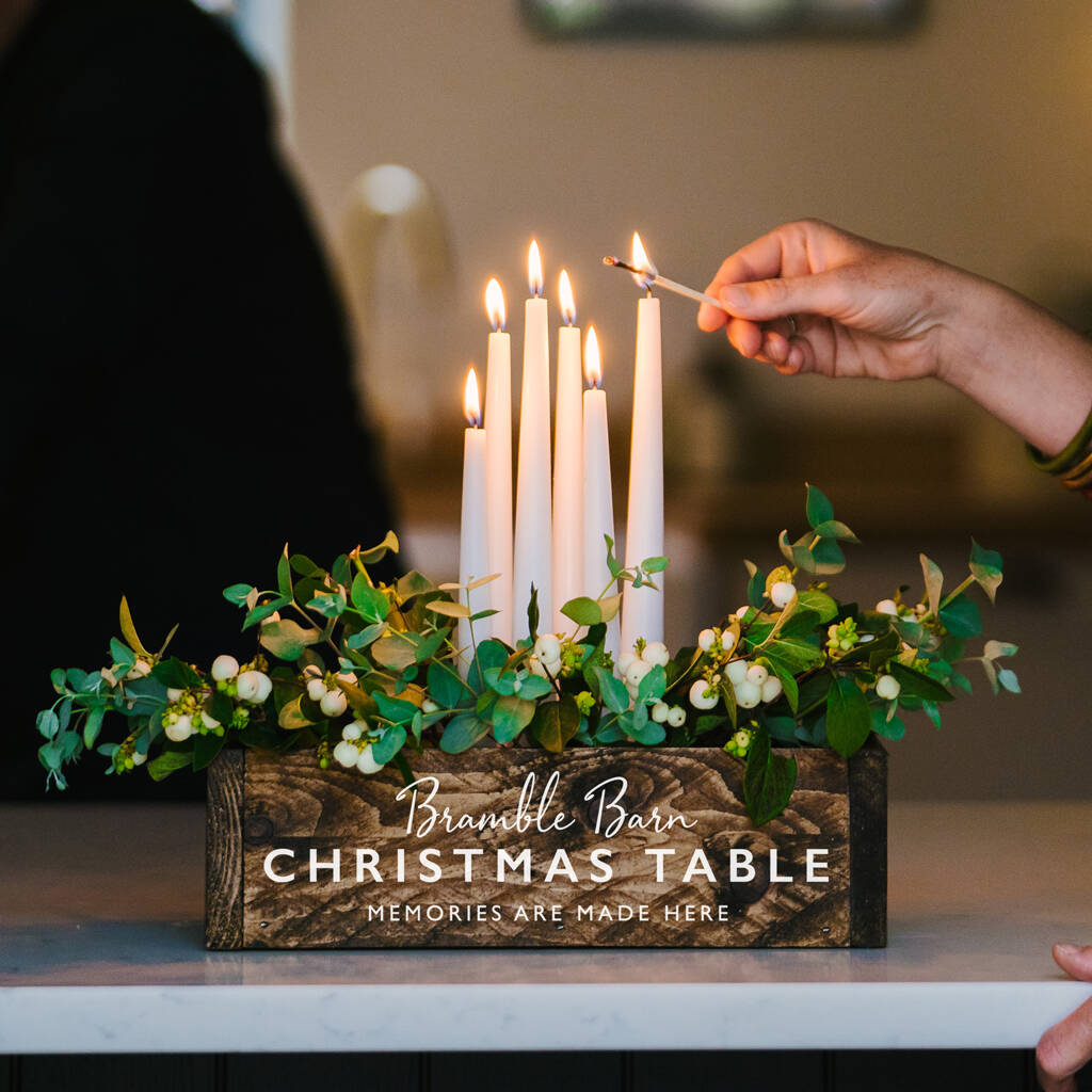 personalised christmas table centrepiece wooden box by delightful