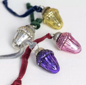 Eight Festive Acorns With Velvet Loops, 2 of 4
