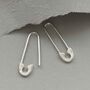 Sterling Silver Safety Pin Earrings, thumbnail 4 of 5