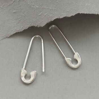 Sterling Silver Safety Pin Earrings, 4 of 5