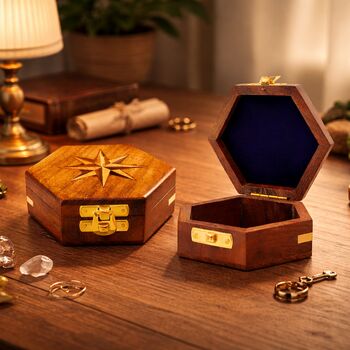 Handmade Hexagon Wooden Box With Star, 10 of 10