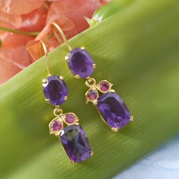 Bathsheba Amethyst Ruby Drop Earrings, 2 of 3