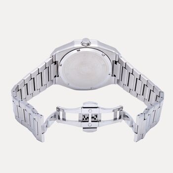 Mens Silver And Black Obsidian Steel Watch, 5 of 12