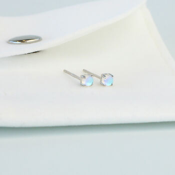 Sterling Silver Moonstone Crystal Stud Earrings, 3 of 4
