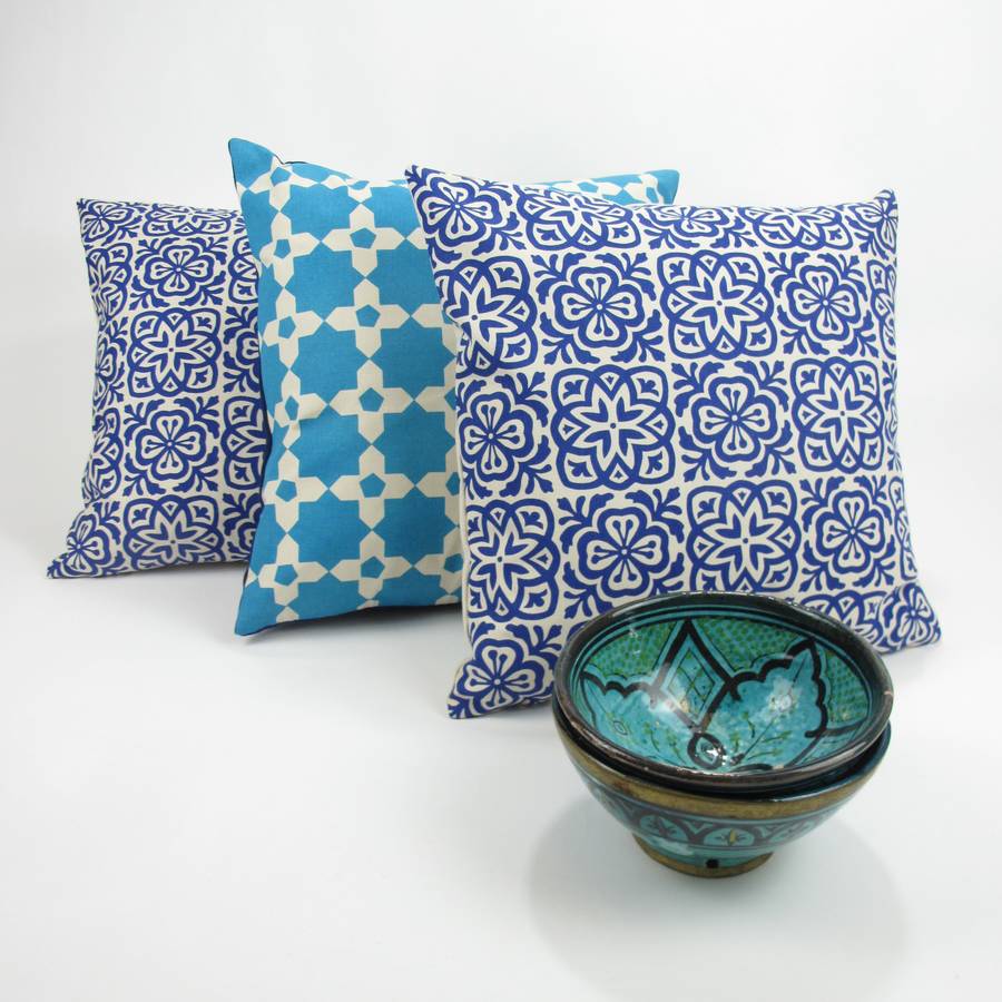 Moroccan Tile Square Cushion Cover By Helen Rawlinson